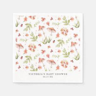 Serviette En Papier Jolies Petites Coccinelles Fête Prénatale Floral