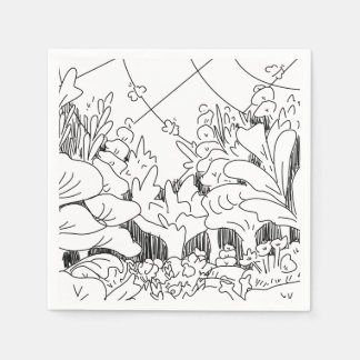 Serviette En Papier Jolies plantes et fleurs en ligne simple