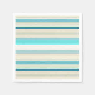 Serviette En Papier Jolies rayures aqua blanc