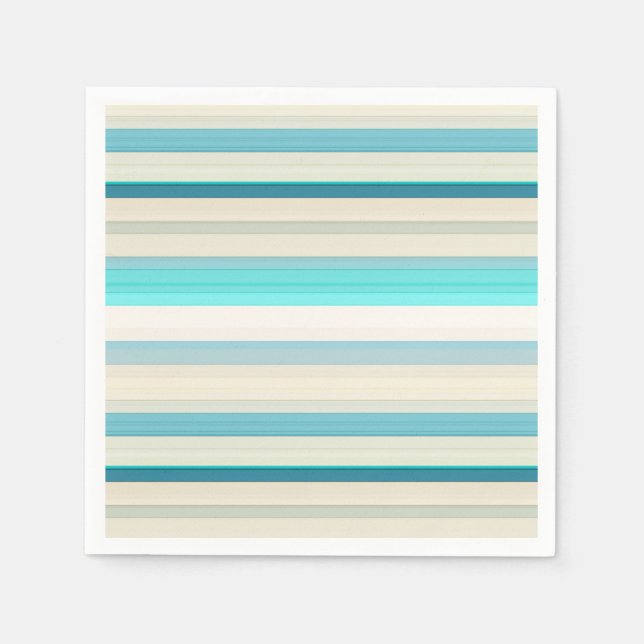Serviette En Papier Jolies rayures aqua blanc (Devant)
