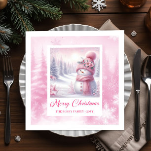 Serviette En Papier Jolies serviettes de Noël scène hivernale bonhomme