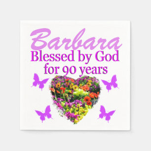 SERVIETTE EN PAPIER JOLIMENT PERSONNALISÉ 90E ANNIVERSAIRE NAPKINS FLO