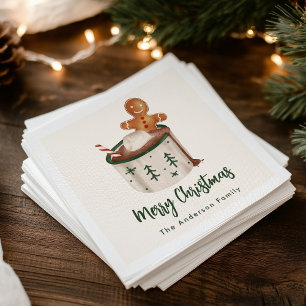 Serviette En Papier Jolis biscuits et cacao Vœux chaleureux de fêtes