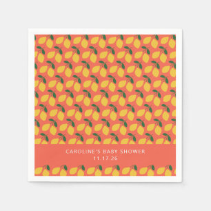 Serviette En Papier Jolis citrons vintage orange personnalisés pour Ba