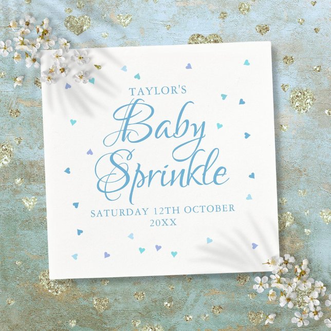 Serviette En Papier Jolis Cœurs d'Amour Bleus Bébé Garçon Sprinkle Sho (Pretty Blue Love Hearts Baby Boy Sprinkle Shower Napkins)