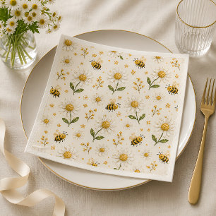 Serviette En Papier Jolis Fleurs d'Abeille à Rayures Jardin Fête Jetab