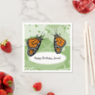 Serviette En Papier Jolis insectes joueurs papillons monarques Vert