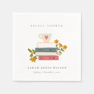 Serviette En Papier Jolis livres empilés Dusky Floral pour une Baby Sh