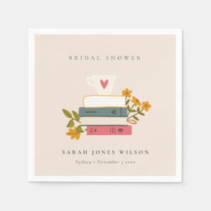 Serviette En Papier Jolis livres empilés teint rose Mariage Floral Fêt