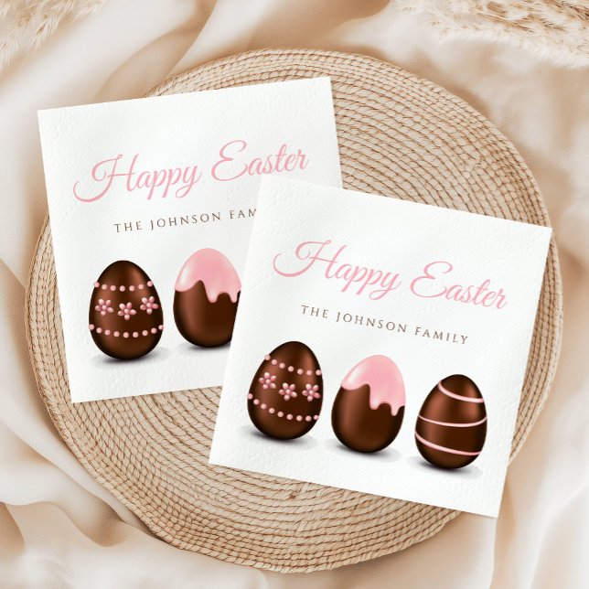 Serviette En Papier Jolis œufs en chocolat Joyeuses Pâques (Cute Chocolate Eggs Happy Easter Napkins)
