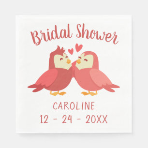 Serviette En Papier Jolis Oiseaux Amoureux Mariage Baie Rouge Fête de