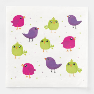 Serviette En Papier Jolis oiseaux colorés