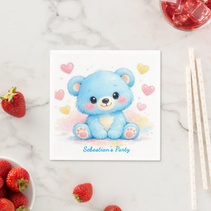Serviette En Papier Jolis Ours Bébés au Pastel Bleu pour Anniversaire