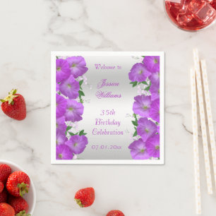 Serviette En Papier Jolis pétunias floraux de classe pour anniversaire