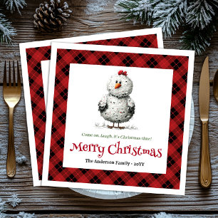 Serviette En Papier Jolis poulets fantaisistes personnalisés Noël aqua