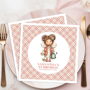 Serviette En Papier Jolis Rêves Fée Rouge Gêne Fleurs 2ème Anniversair