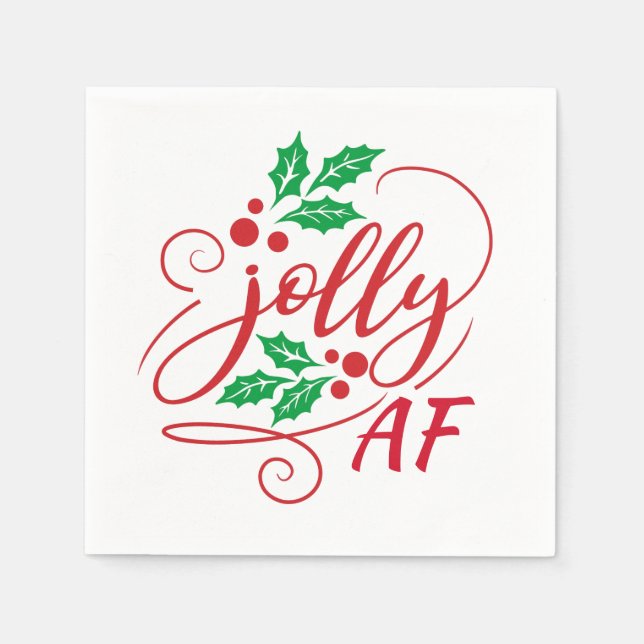 Serviette En Papier Jolly AF Noël Holly fête Boire Humour (Devant)