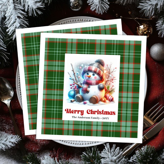 Serviette En Papier Jolly Christmas snowman watercolor kids napkins  (Jolly Christmas snowman watercolor kids napkins )
