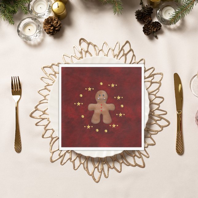 Serviette En Papier Jolly Gingerbread Homme Noël (Créateur téléchargé)