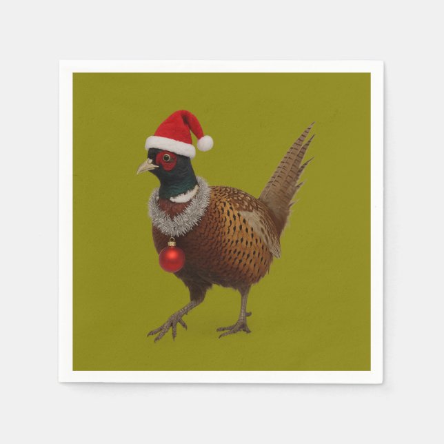 Serviette En Papier Jolly Pheasant Christmas paper party napkins (Devant)