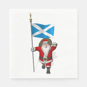Serviette En Papier Jolly Santa Claus Au Drapeau De L'Ecosse