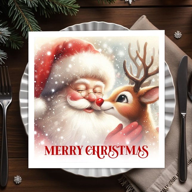 Serviette En Papier Jolly Santa Rudolph Christmas Table Napkins Party (Jolly Santa Rudolph Christmas Table Napkins for Parties)
