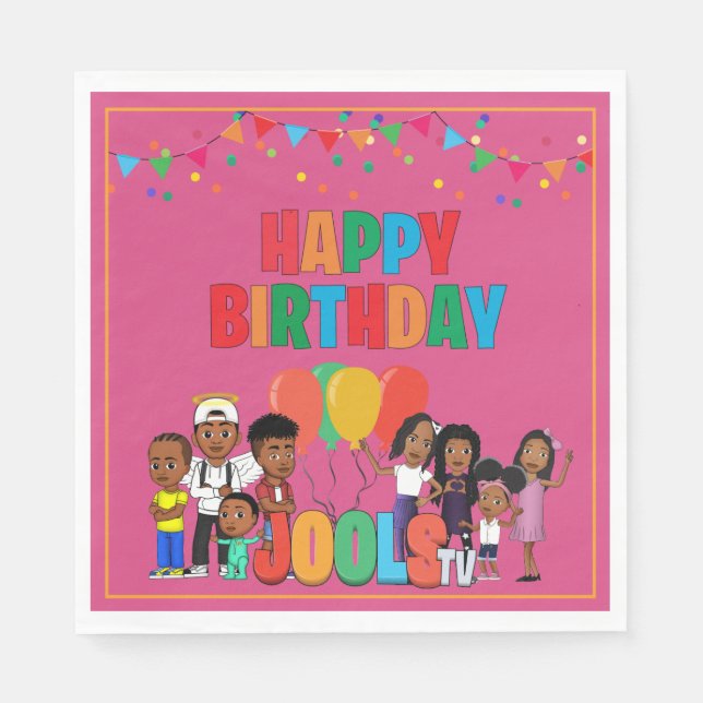 Serviette En Papier JOOLS TV ®️ Papier rose 6.5 dans les serviettes (Devant)