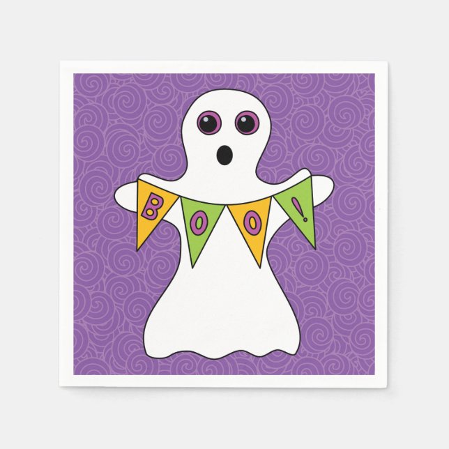 Serviette En Papier Jote Halloween Ghost Boo Purple Party (Devant)