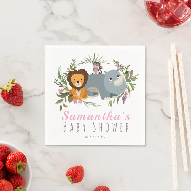 Serviette En Papier Jote Jungle Safari Baby shower fille (En situation)