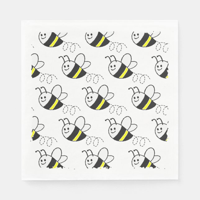 Serviette En Papier Jote Little Bee Motif Baby shower blanc (Devant)