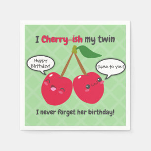 Serviette En Papier Jote Red Cherry Kawaii Twins Anniversaire