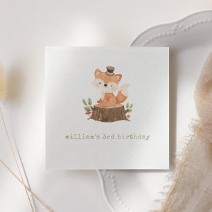 Serviette En Papier Jote Woodland Fox Sage Green fête d'anniversaire