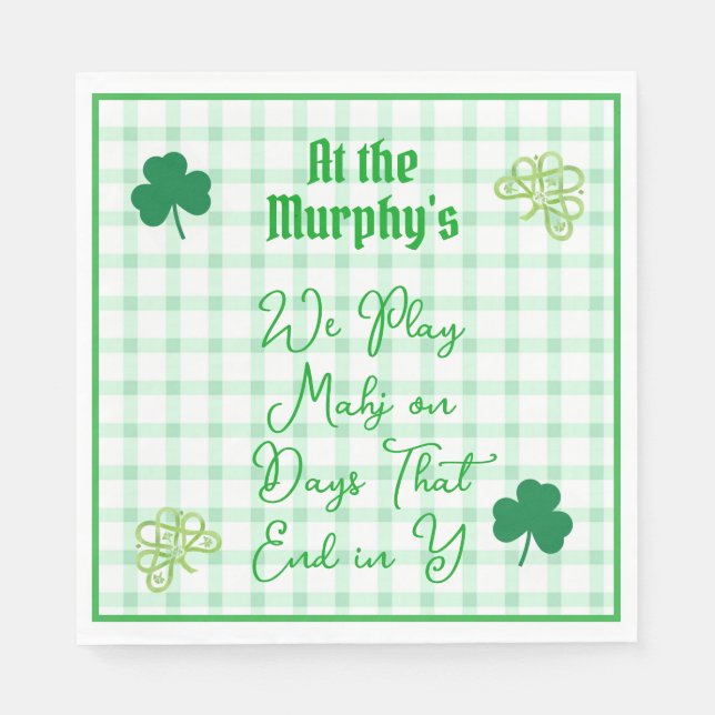 Serviette En Papier Jouer aux jours de Mahjong fin y trèfles aquarelle (Devant)