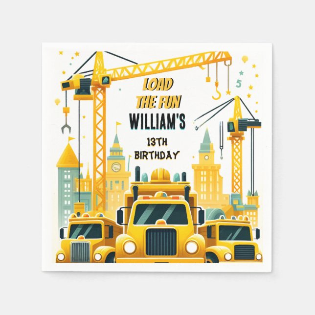 Serviette En Papier jouer enfants Construction simple camions 5e anniv (Devant)