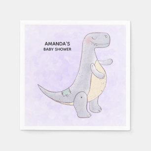 Serviette En Papier Jouet Dinosaure gris mou Baby shower d'aquarelle