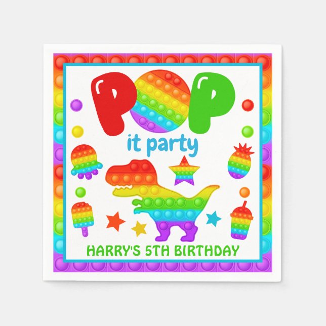 Serviette En Papier Jouet Fidget Pop Arc-en-Ciel Anniversaire (Devant)