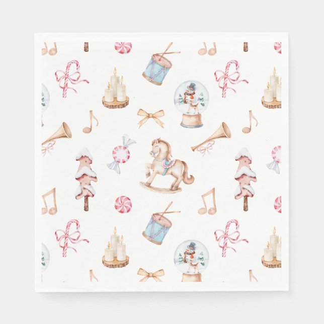 Serviette En Papier Jouets de Noël aquarelle (Devant)