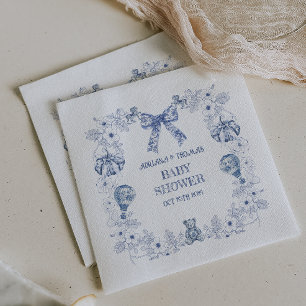 Serviette En Papier Jouets d'ours rétro bleu poussiéreux Toile Baby Sh