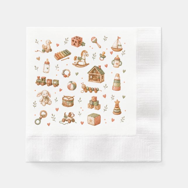 Serviette En Papier Jouets pour bébé boho  (Devant)