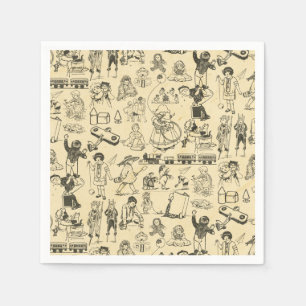 Serviette En Papier Jouets vintages et jeux d'enfants motif