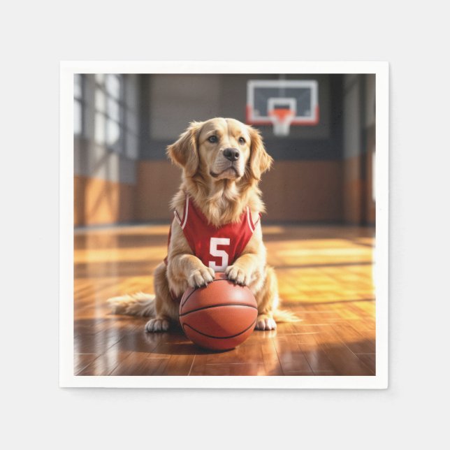 Serviette En Papier Joueur de basketball Golden Retriever (Devant)