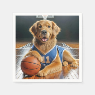 Serviette En Papier Joueur de basketball Golden Retriever