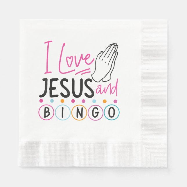 Serviette En Papier Joueur de Bingo Jésus Foi Chrétien J'aime Jésus Un (Devant)