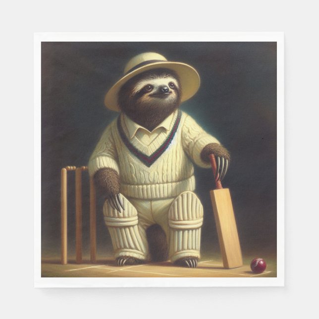 Serviette En Papier Joueur de cricket Sloth (Devant)
