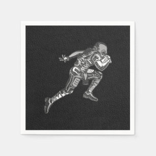 Serviette En Papier Joueur de football courant quarterback noir argent