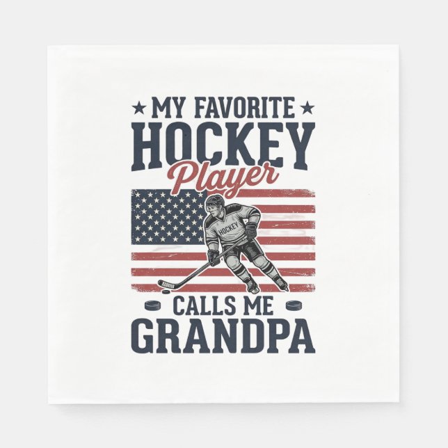 Serviette En Papier Joueur de hockey préféré m'appelle grand-père vint (Devant)