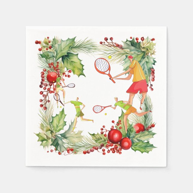 Serviette En Papier Joueur de tennis pour la fête de Noël (Devant)