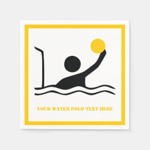 Serviette En Papier Joueur de water-polo noir jaune icône personnalisé