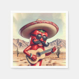 Serviette En Papier Joueur guitariste mexicain Red Chili Pepper
