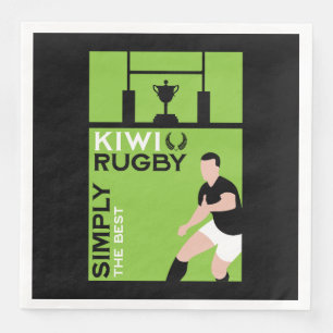 Serviette En Papier Joueurs de rugby Kiwi NZ Art